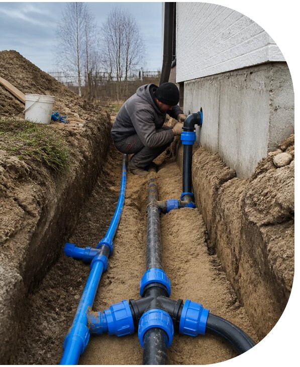 Монтаж наружного водопровода на участке под ключ в Находке